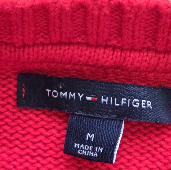 Tommy Hilfiger Womens Medium Red Cotton Snowflake Winter Sweater - Picture 6 of 11